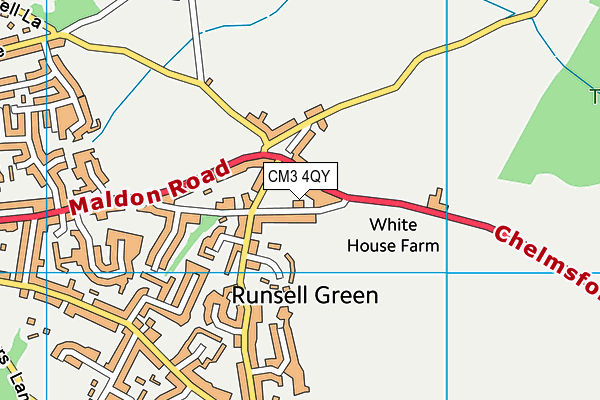 CM3 4QY map - OS VectorMap District (Ordnance Survey)