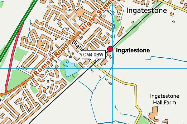 CM4 0BW map - OS VectorMap District (Ordnance Survey)
