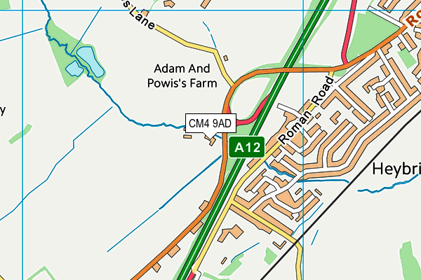 CM4 9AD map - OS VectorMap District (Ordnance Survey)