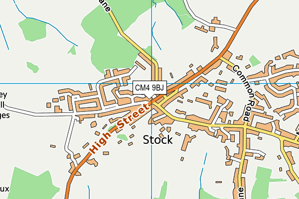 CM4 9BJ map - OS VectorMap District (Ordnance Survey) CM4 9BJ map - OS VectorMap District (Ordnance Survey)