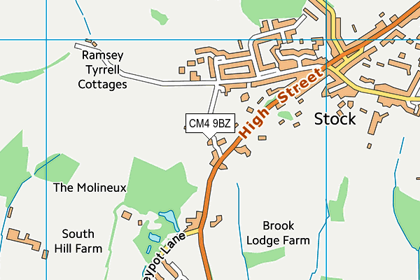 CM4 9BZ map - OS VectorMap District (Ordnance Survey) CM4 9BZ map - OS VectorMap District (Ordnance Survey)
