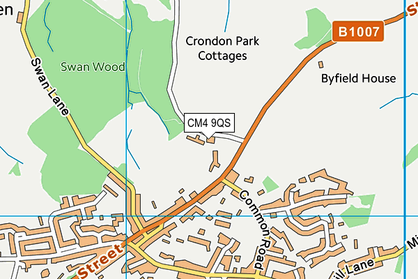 CM4 9QS map - OS VectorMap District (Ordnance Survey)