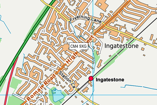 CM4 9XG map - OS VectorMap District (Ordnance Survey) CM4 9XG map - OS VectorMap District (Ordnance Survey)