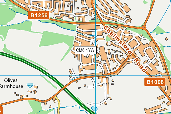CM6 1YW map - OS VectorMap District (Ordnance Survey) CM6 1YW map - OS VectorMap District (Ordnance Survey)