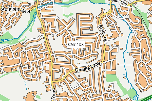 CM7 1DX map - OS VectorMap District (Ordnance Survey) CM7 1DX map - OS VectorMap District (Ordnance Survey)