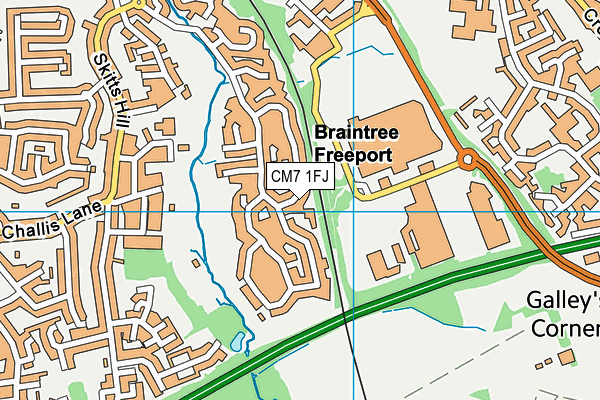 CM7 1FJ map - OS VectorMap District (Ordnance Survey)