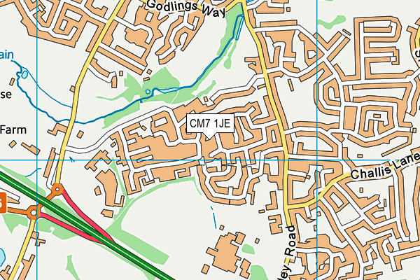 CM7 1JE map - OS VectorMap District (Ordnance Survey) CM7 1JE map - OS VectorMap District (Ordnance Survey)