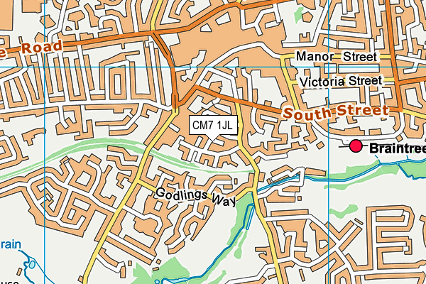 CM7 1JL map - OS VectorMap District (Ordnance Survey)