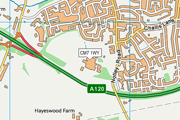 CM7 1WY map - OS VectorMap District (Ordnance Survey)