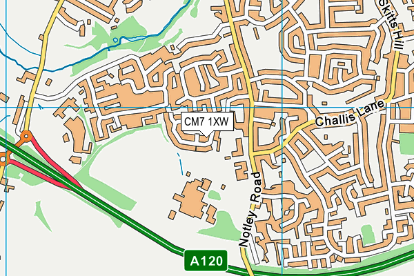 CM7 1XW map - OS VectorMap District (Ordnance Survey) CM7 1XW map - OS VectorMap District (Ordnance Survey)