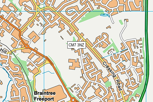 CM7 3NZ map - OS VectorMap District (Ordnance Survey)