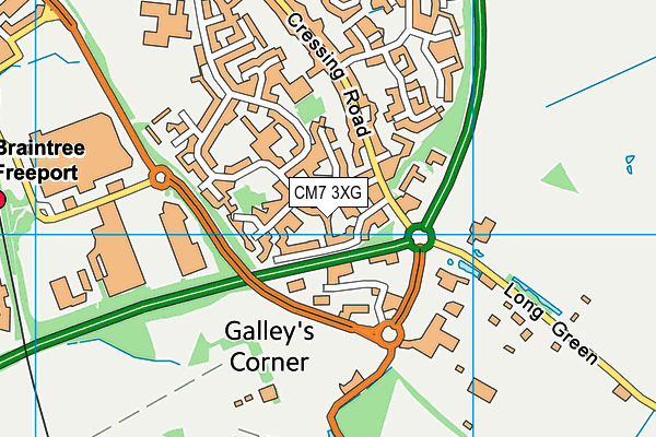 CM7 3XG map - OS VectorMap District (Ordnance Survey) CM7 3XG map - OS VectorMap District (Ordnance Survey)