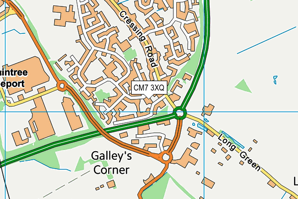 CM7 3XQ map - OS VectorMap District (Ordnance Survey)