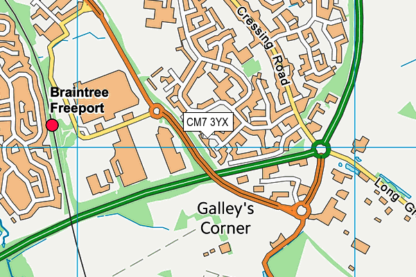 CM7 3YX map - OS VectorMap District (Ordnance Survey) CM7 3YX map - OS VectorMap District (Ordnance Survey)