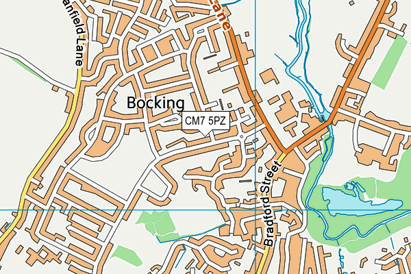 CM7 5PZ map - OS VectorMap District (Ordnance Survey)
