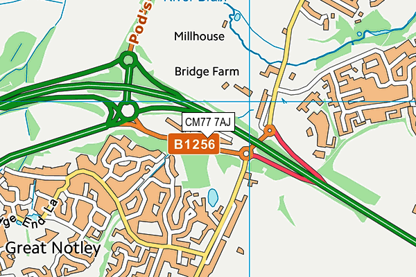 CM77 7AJ map - OS VectorMap District (Ordnance Survey) CM77 7AJ map - OS VectorMap District (Ordnance Survey)