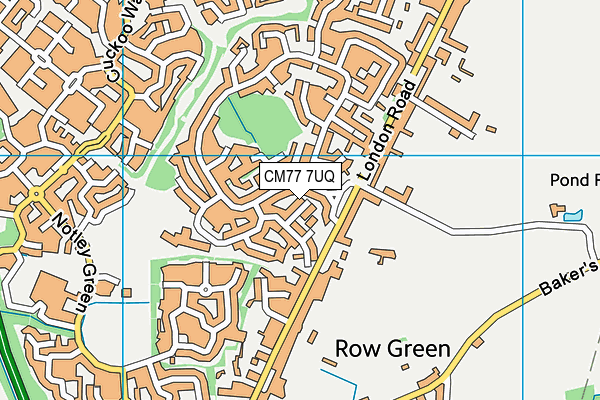 CM77 7UQ map - OS VectorMap District (Ordnance Survey) CM77 7UQ map - OS VectorMap District (Ordnance Survey)