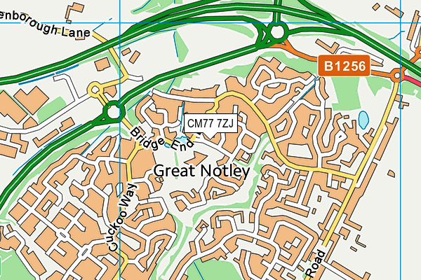 CM77 7ZJ map - OS VectorMap District (Ordnance Survey)