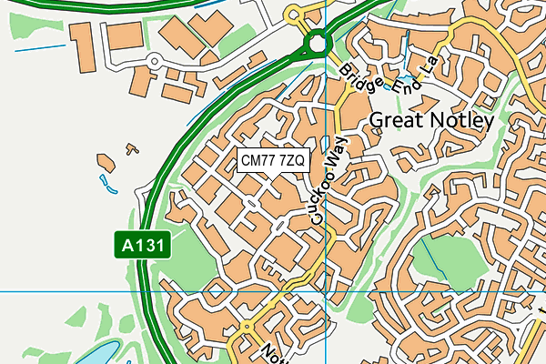 CM77 7ZQ map - OS VectorMap District (Ordnance Survey)