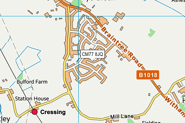 CM77 8JQ map - OS VectorMap District (Ordnance Survey) CM77 8JQ map - OS VectorMap District (Ordnance Survey)