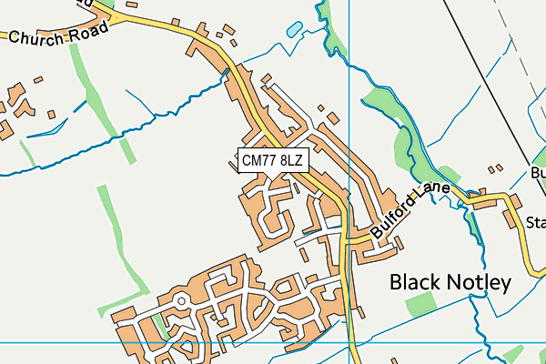 CM77 8LZ map - OS VectorMap District (Ordnance Survey) CM77 8LZ map - OS VectorMap District (Ordnance Survey)