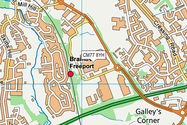 CM77 8YH map - OS VectorMap District (Ordnance Survey)