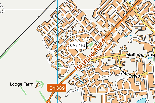 CM8 1HJ map - OS VectorMap District (Ordnance Survey) CM8 1HJ map - OS VectorMap District (Ordnance Survey)