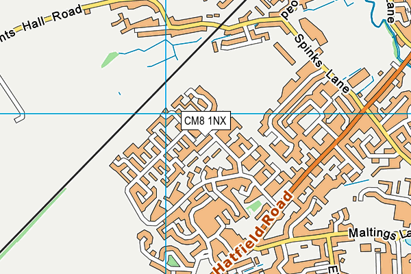 CM8 1NX map - OS VectorMap District (Ordnance Survey) CM8 1NX map - OS VectorMap District (Ordnance Survey)