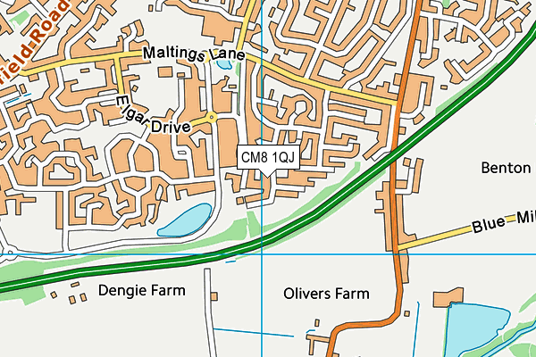 CM8 1QJ map - OS VectorMap District (Ordnance Survey) CM8 1QJ map - OS VectorMap District (Ordnance Survey)
