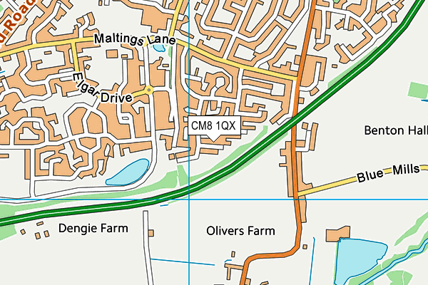 CM8 1QX map - OS VectorMap District (Ordnance Survey) CM8 1QX map - OS VectorMap District (Ordnance Survey)