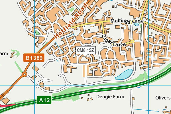CM8 1SZ map - OS VectorMap District (Ordnance Survey) CM8 1SZ map - OS VectorMap District (Ordnance Survey)
