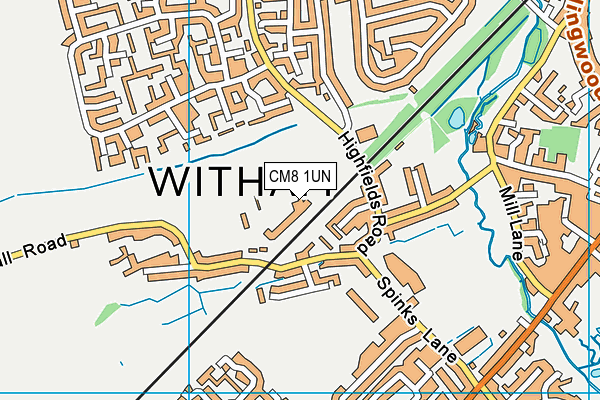CM8 1UN map - OS VectorMap District (Ordnance Survey)