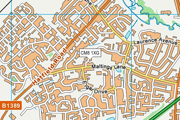 CM8 1XG map - OS VectorMap District (Ordnance Survey) CM8 1XG map - OS VectorMap District (Ordnance Survey)