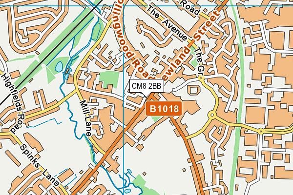 CM8 2BB map - OS VectorMap District (Ordnance Survey)