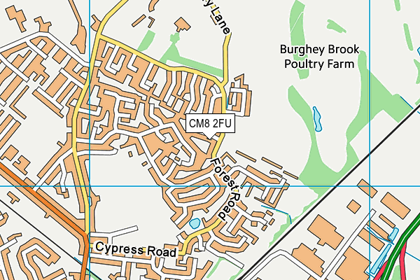 CM8 2FU map - OS VectorMap District (Ordnance Survey) CM8 2FU map - OS VectorMap District (Ordnance Survey)