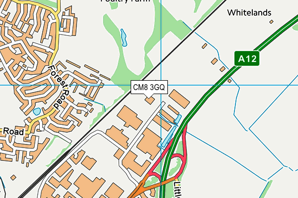 CM8 3GQ map - OS VectorMap District (Ordnance Survey) CM8 3GQ map - OS VectorMap District (Ordnance Survey)