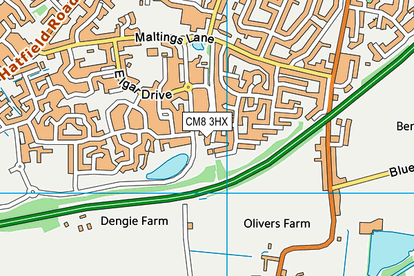 CM8 3HX map - OS VectorMap District (Ordnance Survey) CM8 3HX map - OS VectorMap District (Ordnance Survey)