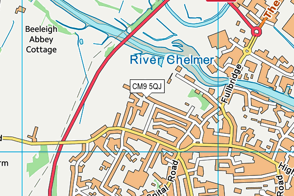 CM9 5QJ map - OS VectorMap District (Ordnance Survey) CM9 5QJ map - OS VectorMap District (Ordnance Survey)