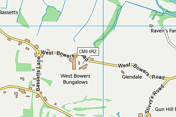 CM9 6RZ map - OS VectorMap District (Ordnance Survey) CM9 6RZ map - OS VectorMap District (Ordnance Survey)