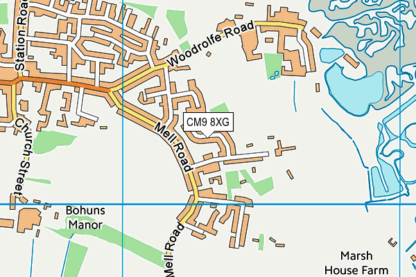 CM9 8XG map - OS VectorMap District (Ordnance Survey) CM9 8XG map - OS VectorMap District (Ordnance Survey)
