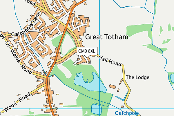 CM9 8XL map - OS VectorMap District (Ordnance Survey)