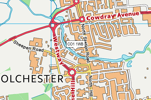 CO1 1WB map - OS VectorMap District (Ordnance Survey)