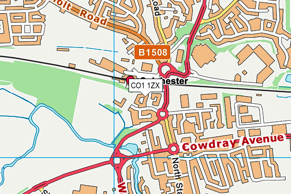 CO1 1ZX map - OS VectorMap District (Ordnance Survey) CO1 1ZX map - OS VectorMap District (Ordnance Survey)
