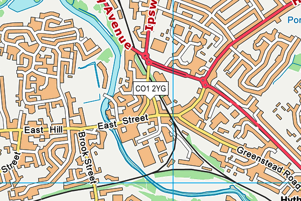 CO1 2YG map - OS VectorMap District (Ordnance Survey) CO1 2YG map - OS VectorMap District (Ordnance Survey)