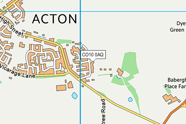 CO10 0AQ map - OS VectorMap District (Ordnance Survey)