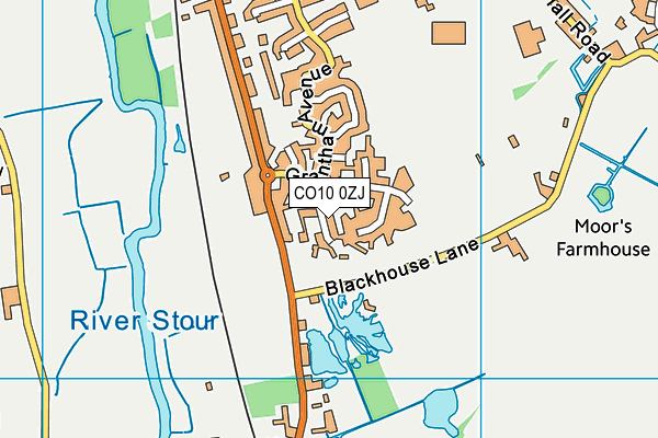 CO10 0ZJ map - OS VectorMap District (Ordnance Survey) CO10 0ZJ map - OS VectorMap District (Ordnance Survey)