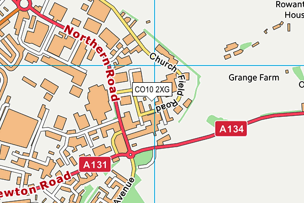 CO10 2XG map - OS VectorMap District (Ordnance Survey)