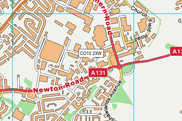 CO10 2XW map - OS VectorMap District (Ordnance Survey)