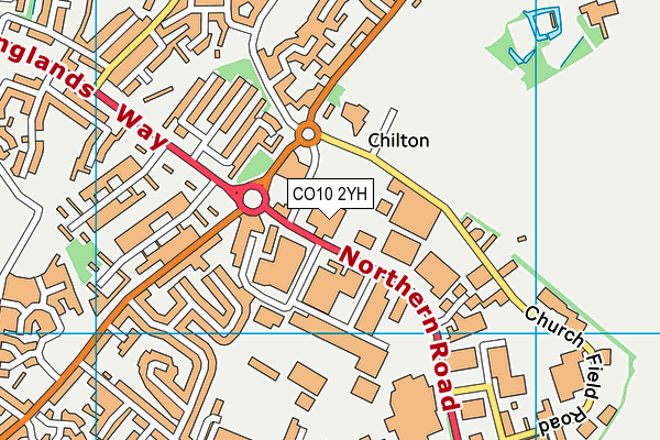 CO10 2YH map - OS VectorMap District (Ordnance Survey)