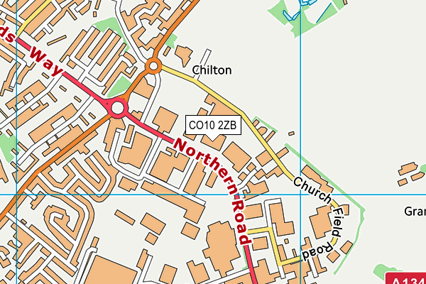 CO10 2ZB map - OS VectorMap District (Ordnance Survey)